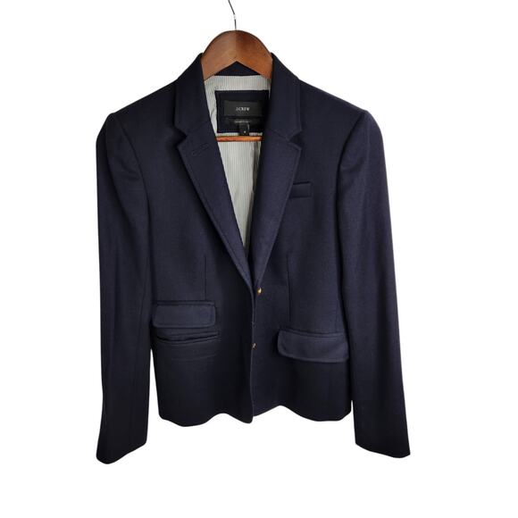 J. Crew Schoolboy Blazer Womens Size 4 Navy Blue Gold Buttons‎ Wool Blend Lined - Picture 9 of 12